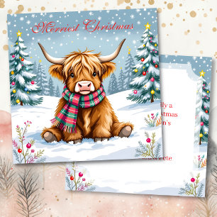 Carte Jolie vache Whimsical Highland Personnalisé Noël