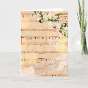 Carte Jolie Vintage Partition Musique Joyeux Noël