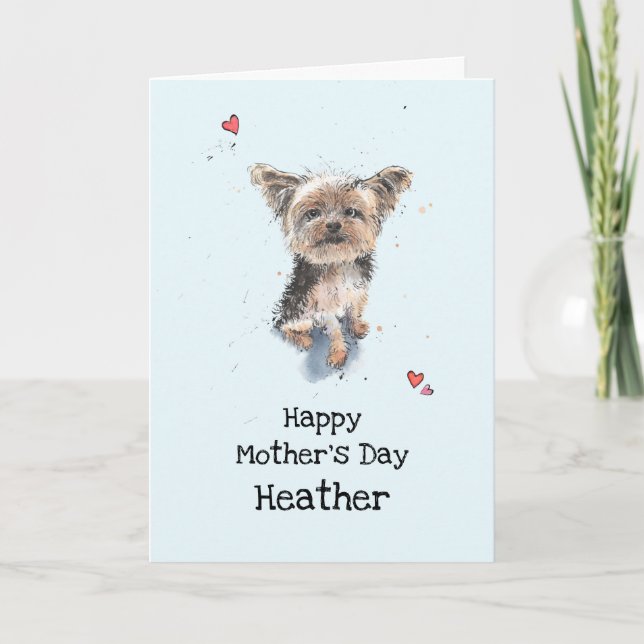 Carte Jolie Yorkshire Terrier, Yorkie Fête des Mères (Devant)