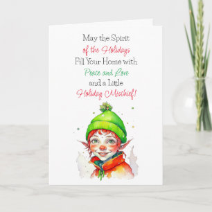 Carte Jolies bénédictions de Noël de petit elfe vintage
