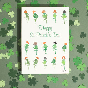 Carte Jolies danseuses irlandaises à l'aquarelle pour la