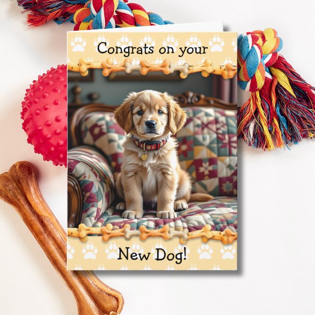 Carte Jolies Félicitations pour votre nouveau chien Gold (Créateur téléchargé)