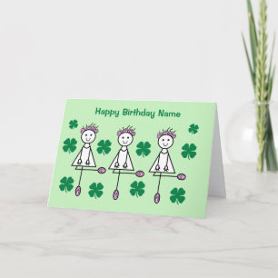 Carte Jolies filles dansant irlandais pour un anniversai