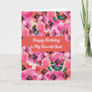Carte Jolies fleurs roses pour l'anniversaire de la tant