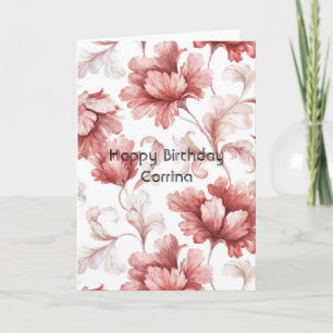 Carte Jolies Fleurs Rouges Chic Anniversaire