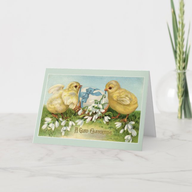 Carte Jolies poussins de Pâques Vintages (Devant)