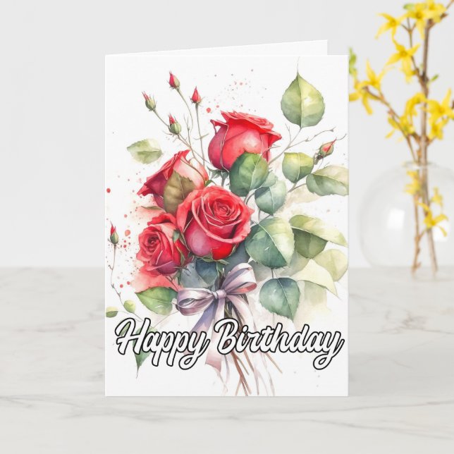 Carte Jolies Roses rouges Vintages (Fleur jaune)