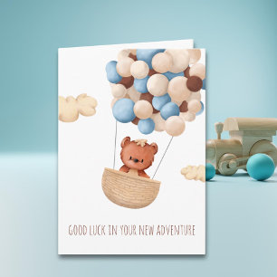 Carte Jolis ballons d'au revoir Bonne Chance Ours