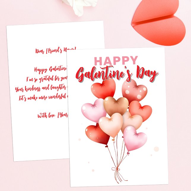 Carte Jolis Ballons en Forme de Coeur Rouge Rose pour la (Créateur téléchargé)