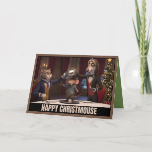 Carte Jolis chats et chien victoriens de Noël