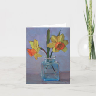 Carte Jonquilles jaunes dans le vase en verre