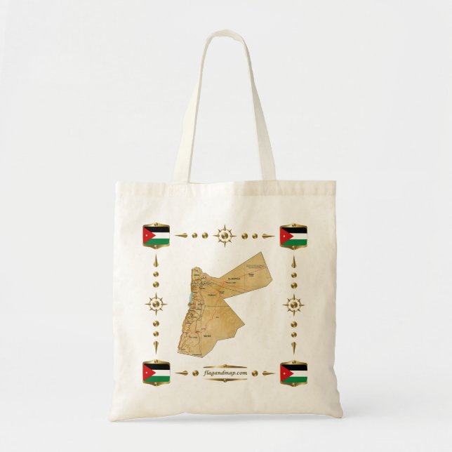 Carte Jordanie + sac drapeaux (Devant)