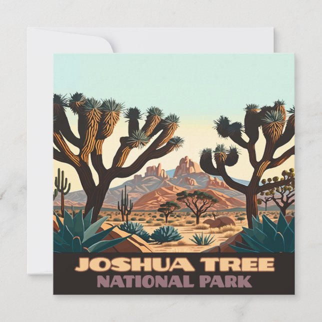Carte Joshua Tree National Park California Desert Retro (Devant)