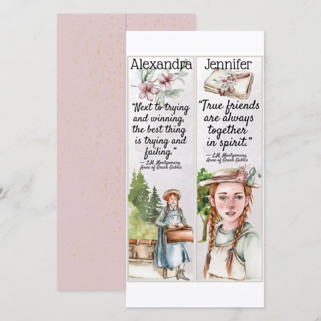 Carte Jote Anne of Green Gables Citations Cadeau Signet  (Devant / Derrière)