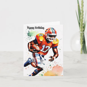 Carte Jote Gridiron Aquarelle Splash Anniversaire