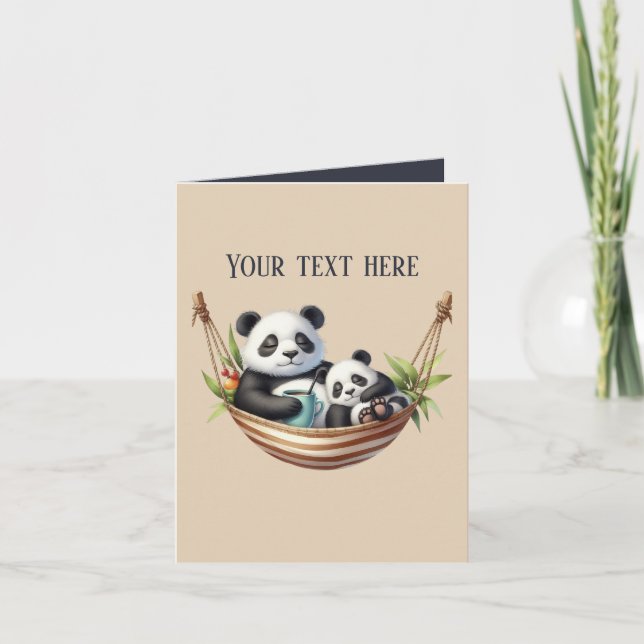 Carte Jote maman bébé panda ours ajouter texte (Devant)