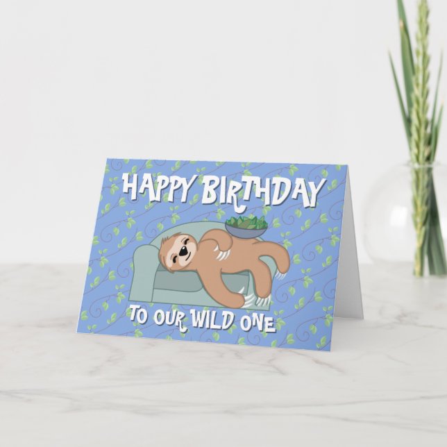 Carte Jote Sloth Lazy Tropical Jungle Animal Anniversair (Devant)