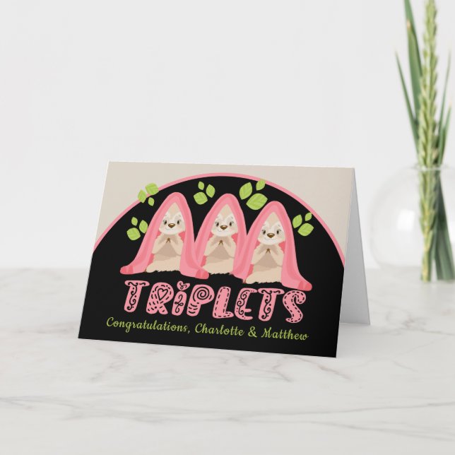 Carte Jote Sloth Trois Filles Nouveau Triplet Baby (Devant)