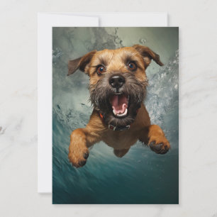 Carte Jouer Chien nager Design sous-marin