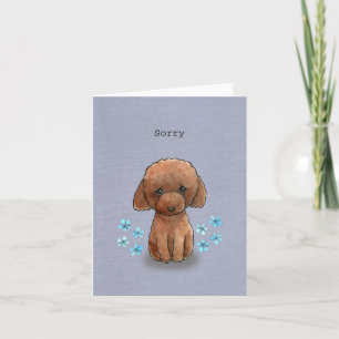 Carte Jouet Rouge mignon Poodle Doodle S'excuser Je suis
