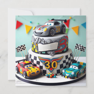CARTE JOUETS DE COURSE POUR ENFANTS GÂTEAU D'ANNIVERSAIR