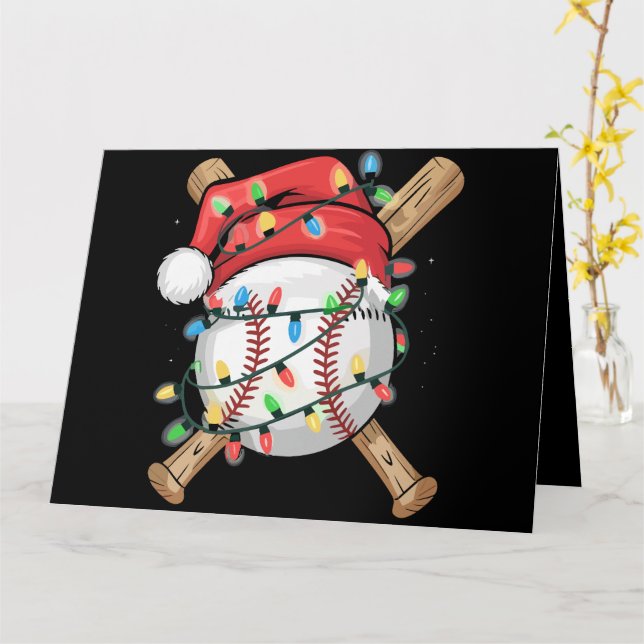Carte Joueur de baseball de Noël de père Noël Sports (Fleur jaune)