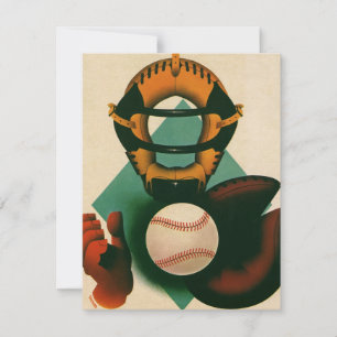 Carte Joueur de baseball de sport vintage, receveur avec