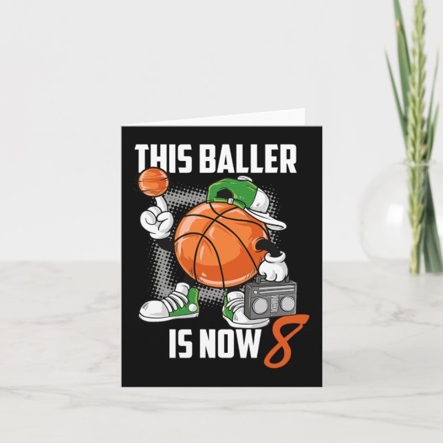 Carte Joueur de basket-ball 8 Ans Amusant 8 Ans Enfant (Devant)