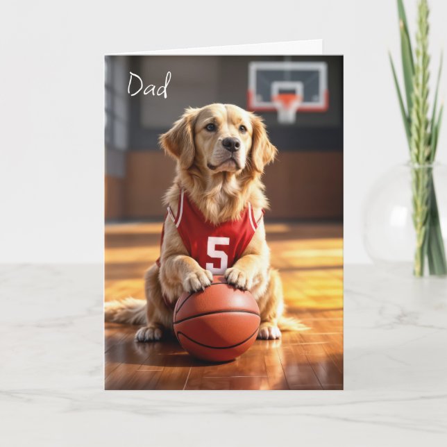 Carte Joueur de basket-ball Golden Retriever pour papa (Devant)