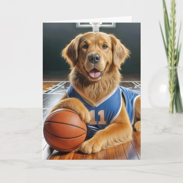 Carte Joueur de basket-ball Golden Retriever pour papa (Devant)