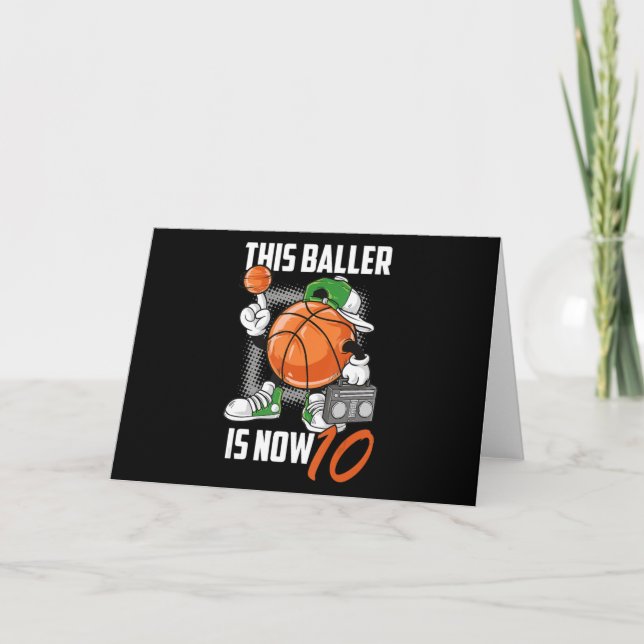 Carte Joueur de basket-ball pour 10 ans drôle 10 ans (Devant)