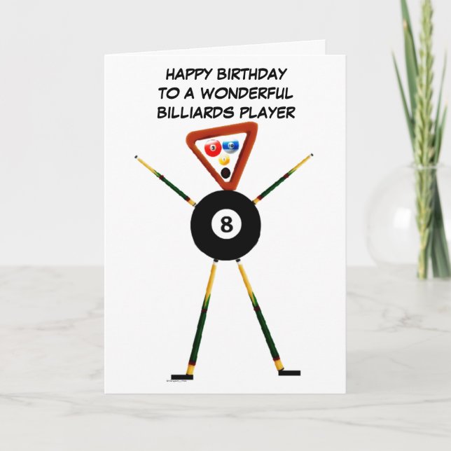 Carte Joueur de billards de joyeux anniversaire (Devant)
