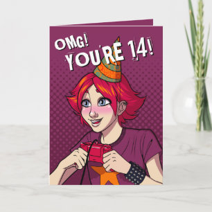 Carte Joueur de dessin Punk Ado fille 14e anniversaire