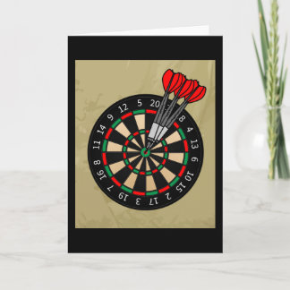 Carte Joueur de fléchettes en damier avec flèches en flé