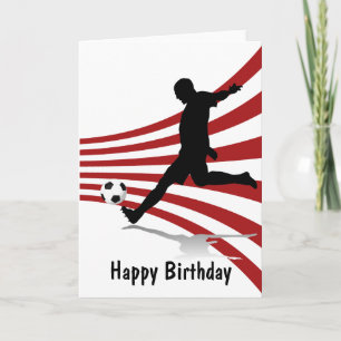 Carte Joueur de football rouge et blanc heureux annivers
