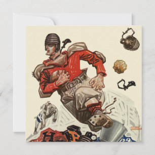 Carte Joueur de football vintage et mascotte bouledogue