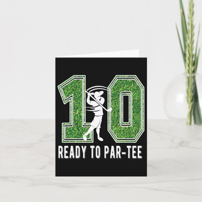 Carte Joueur de golf 10e Anniversaire Garçon de golf 10  (Devant)