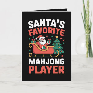 Carte Joueur de Mahjong préféré du Père Noël Traîneau de