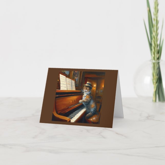 Carte Joueur de piano de chat (Devant)