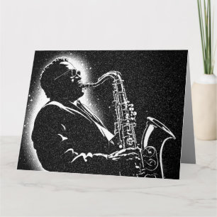 Carte Joueur de saxophone de style graphique NB 50s