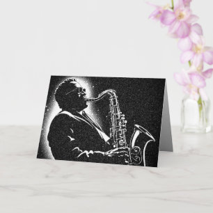 Carte Joueur de saxophone de style graphique NB des anné
