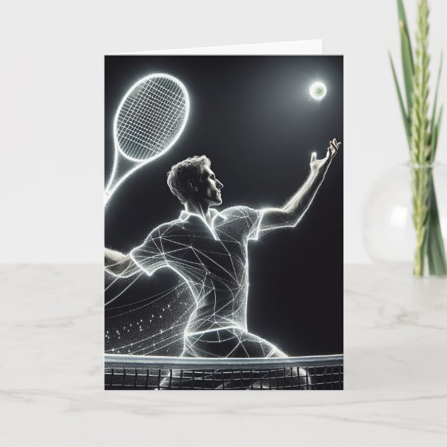 Carte Joueur de tennis Neon Birthday (Devant)