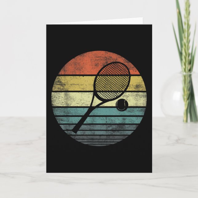 Carte Joueur de tennis Retro Sunset Tennis Racquet & Bal (Devant)