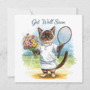Carte Joueur de tennis Soyez bien Bientôt avec des fleur