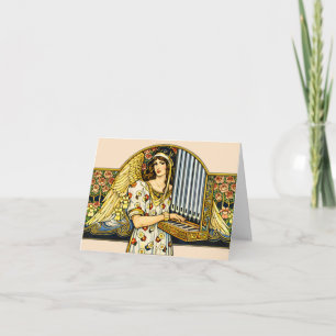 Carte Joueur d'orgue d'ange Art Nouveau musique vintage