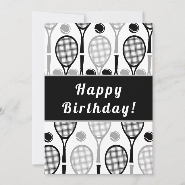 Carte Joueur moderne de tennis noir et gris entraîneur A (Devant)