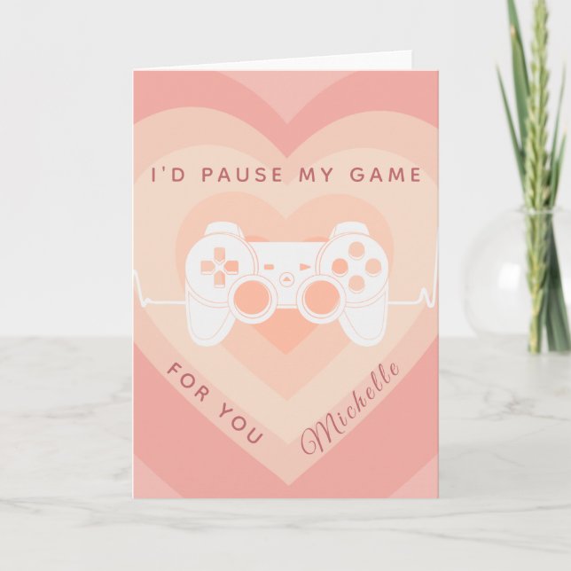 Carte Joueur romantique Peach Couché Coeur mignon Joysti (Devant)