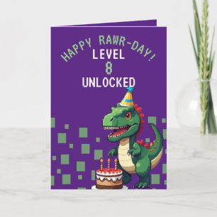 Carte Joueur simple vert et violet Pixel Anniversaire