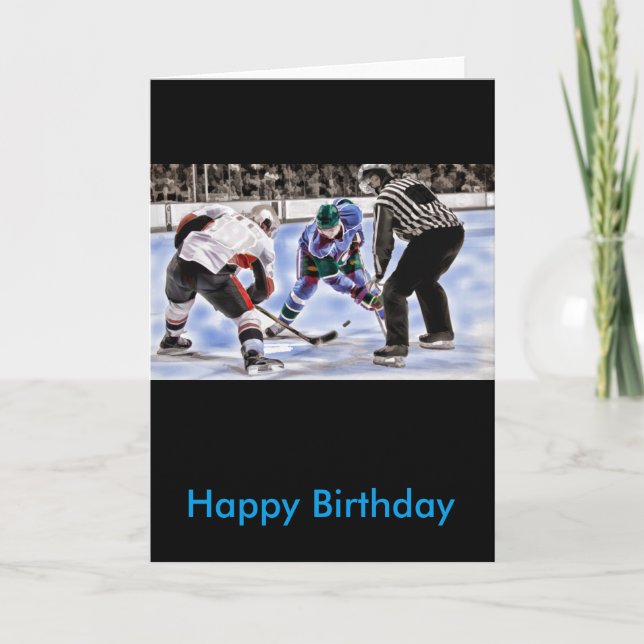 Carte Joueurs de hockey et arbitre face off (Devant)
