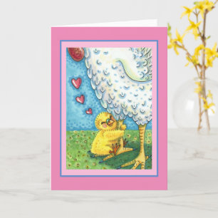 Carte JOUEZ VOTRE MOMME, BÉBÉ CHICK AIME MÈRE EN Blank
